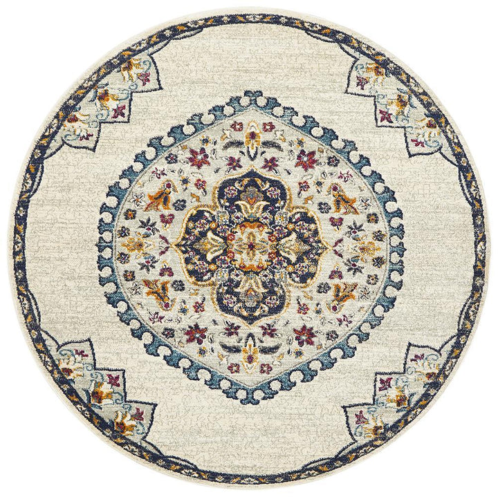 Babylon 202 White Round Rug