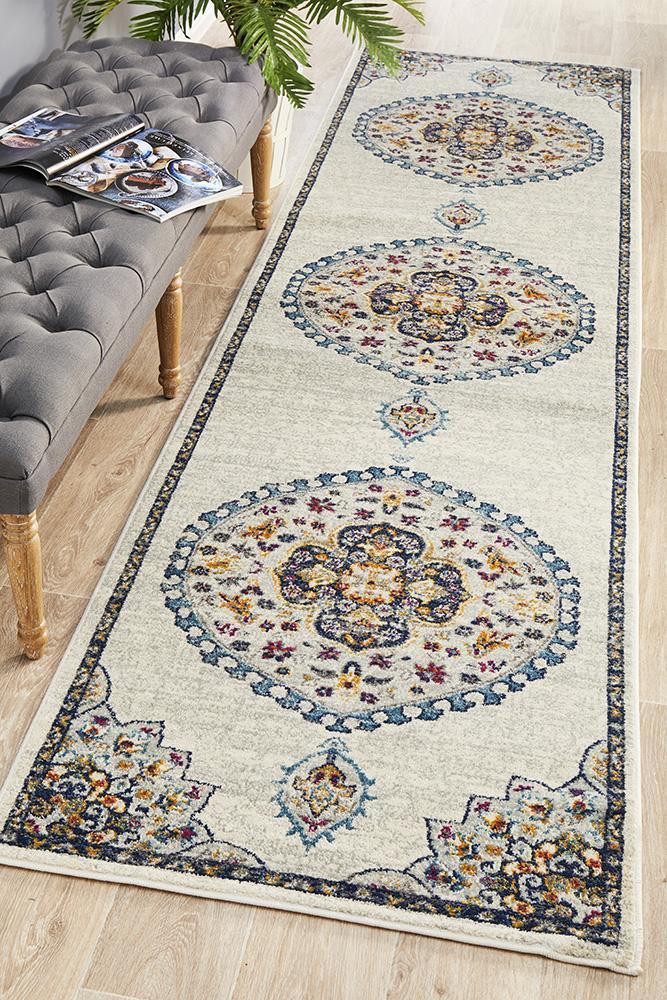 Babylon 202 White Runner Rug