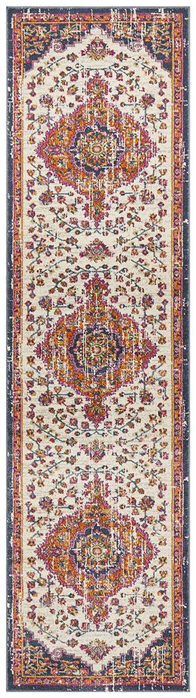 Babylon 205 White  Runner Rug