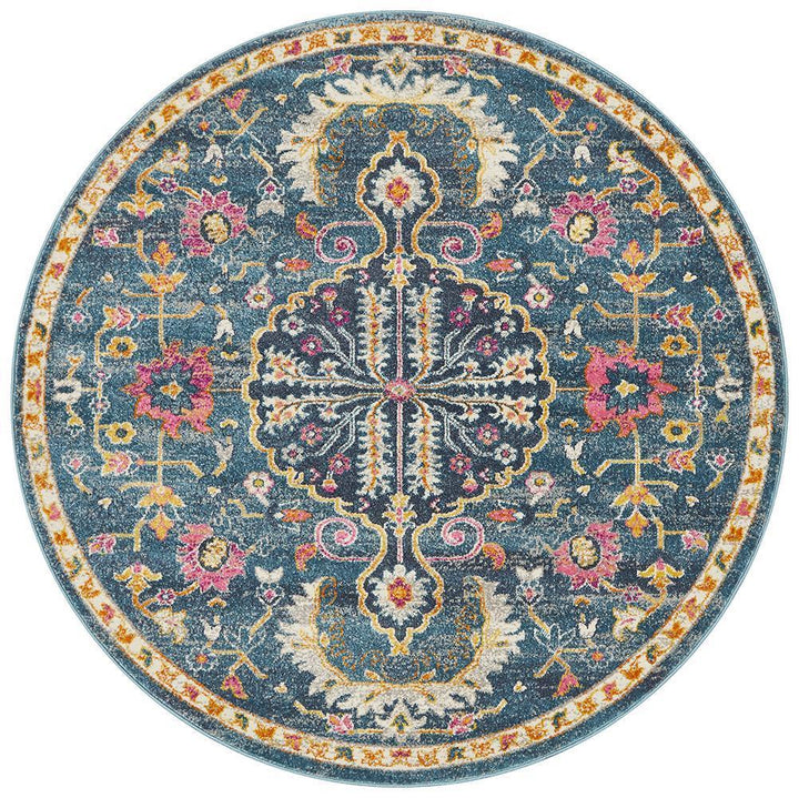 Babylon 209 Navy  Round Rug