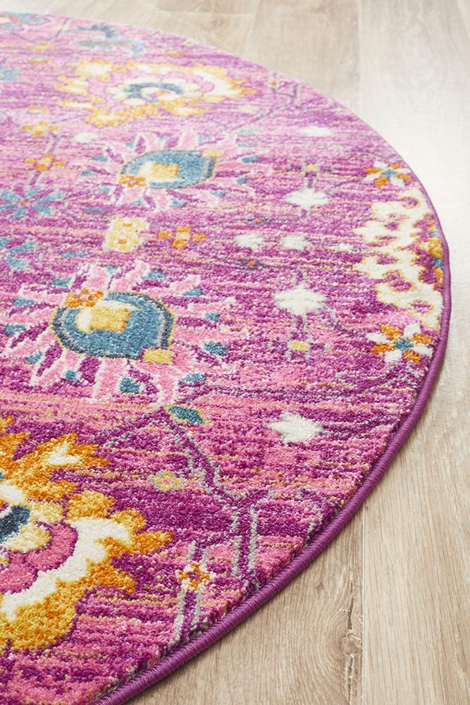 Babylon 210 Fuchsia  Round Rug