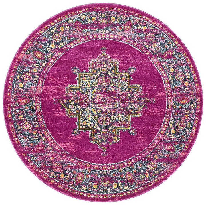 Babylon 211 Fuchsia  Round Rug