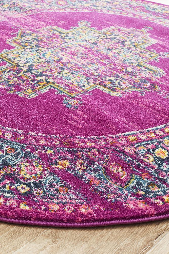 Babylon 211 Fuchsia  Round Rug