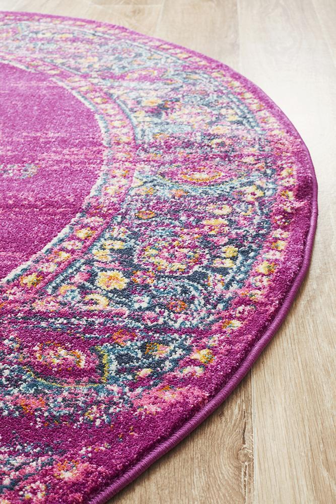 Babylon 211 Fuchsia  Round Rug