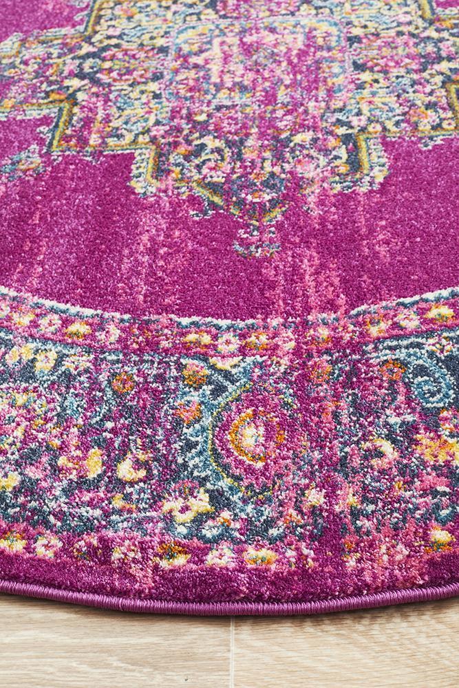 Babylon 211 Fuchsia  Round Rug