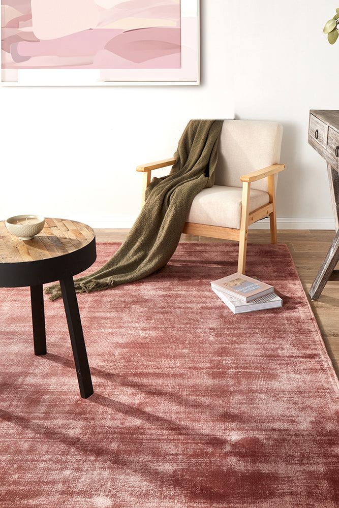 Bliss Blush Pink Minimal Luxury Viscose Rug