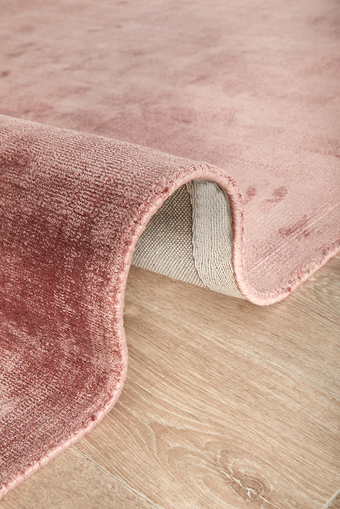 Bliss Blush Pink Minimal Luxury Viscose Rug