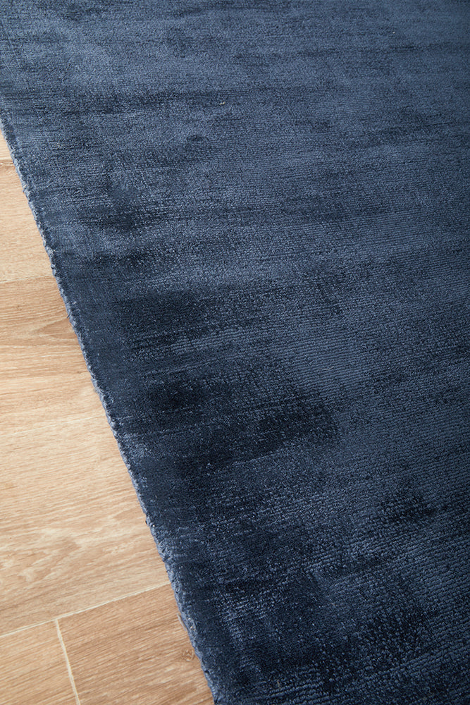 Bliss Navy Denim Minimal Luxury Viscose Rug