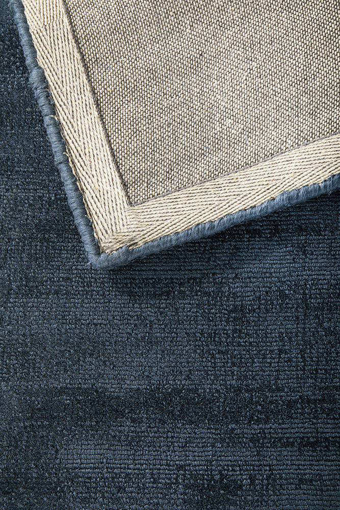 Bliss Navy Denim Minimal Luxury Viscose Rug