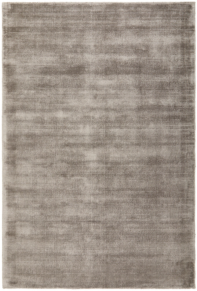 Bliss Grey Minimal Luxury Viscose Rug