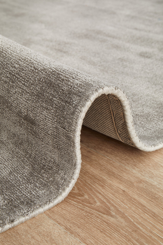 Bliss Grey Minimal Luxury Viscose Rug