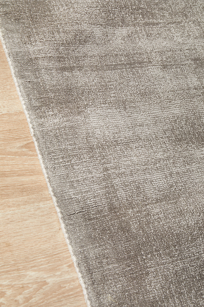 Bliss Grey Minimal Luxury Viscose Rug