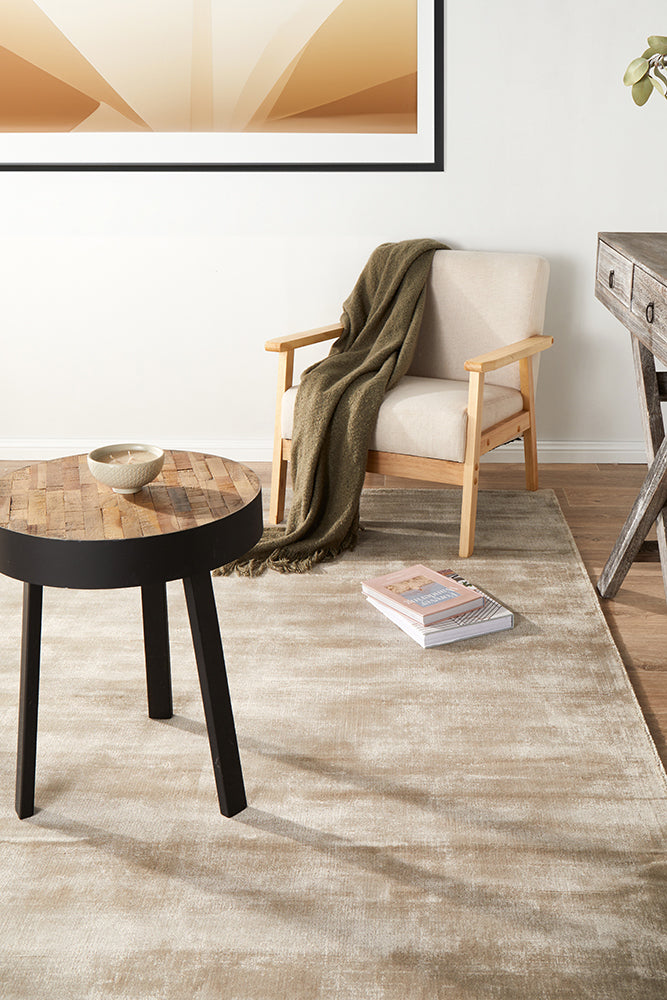 Bliss Silver Oyster Minimal Luxury Viscose Rug