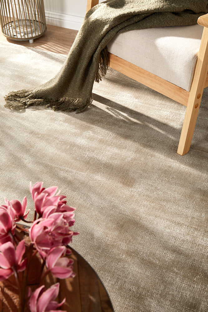 Bliss Silver Oyster Minimal Luxury Viscose Rug