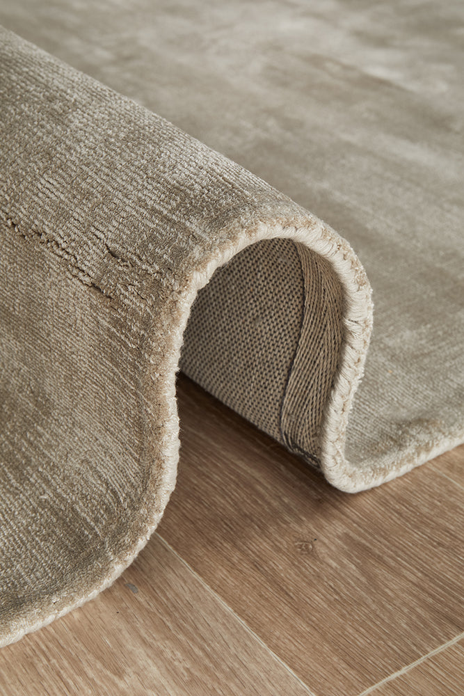 Bliss Silver Oyster Minimal Luxury Viscose Rug