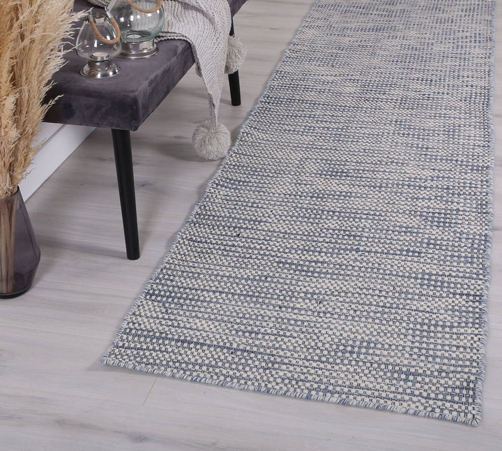 Nordic Blue Reversible Wool Runner Rug