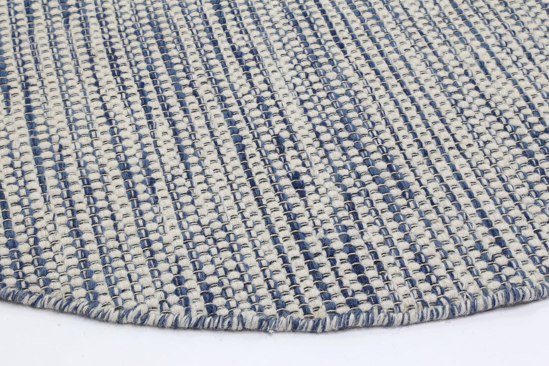 Nordic Blue Reversible Wool Round Rug