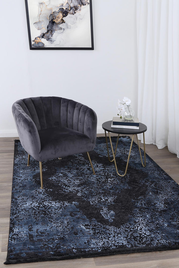 Brooklyn Distressed Medallion Blue Rug