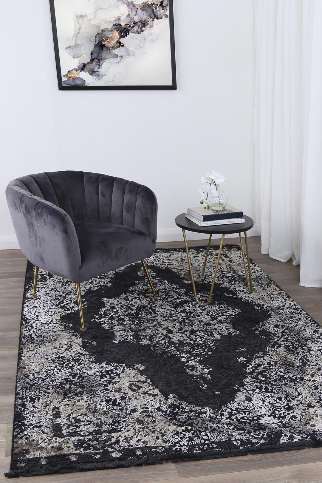 Brooklyn Distressed Medallion Pewter Rug