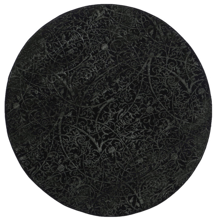 Brooklyn Intricate Floral Emerald Green Round Rug