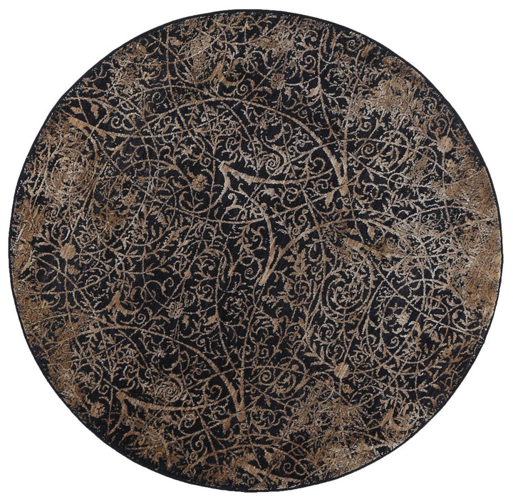 Brooklyn Intricate Floral Gold Round Rug