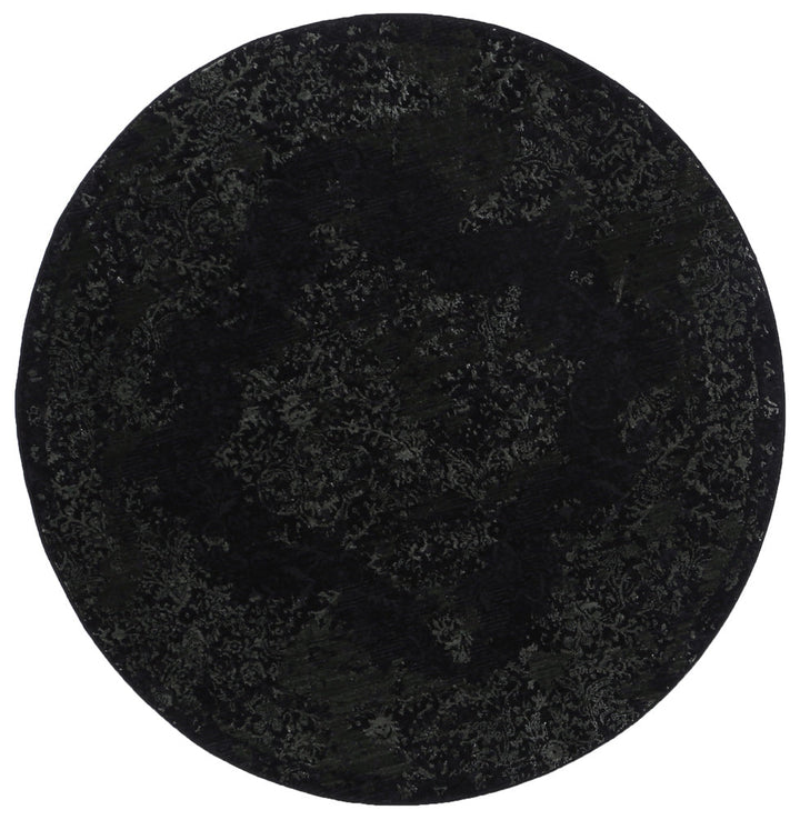 Brooklyn Distressed Medallion Emerald Green Round Rug