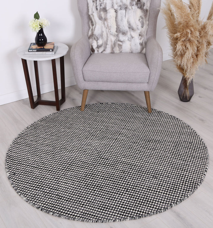 Nordic Charcoal Reversible Wool Round Rug