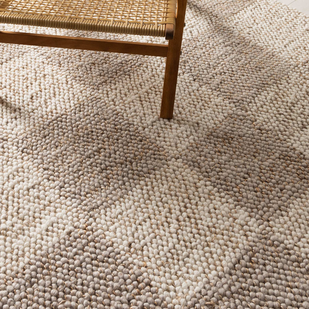 Eco Weave Checkered Beige and Ivory Jute and Wool Rug