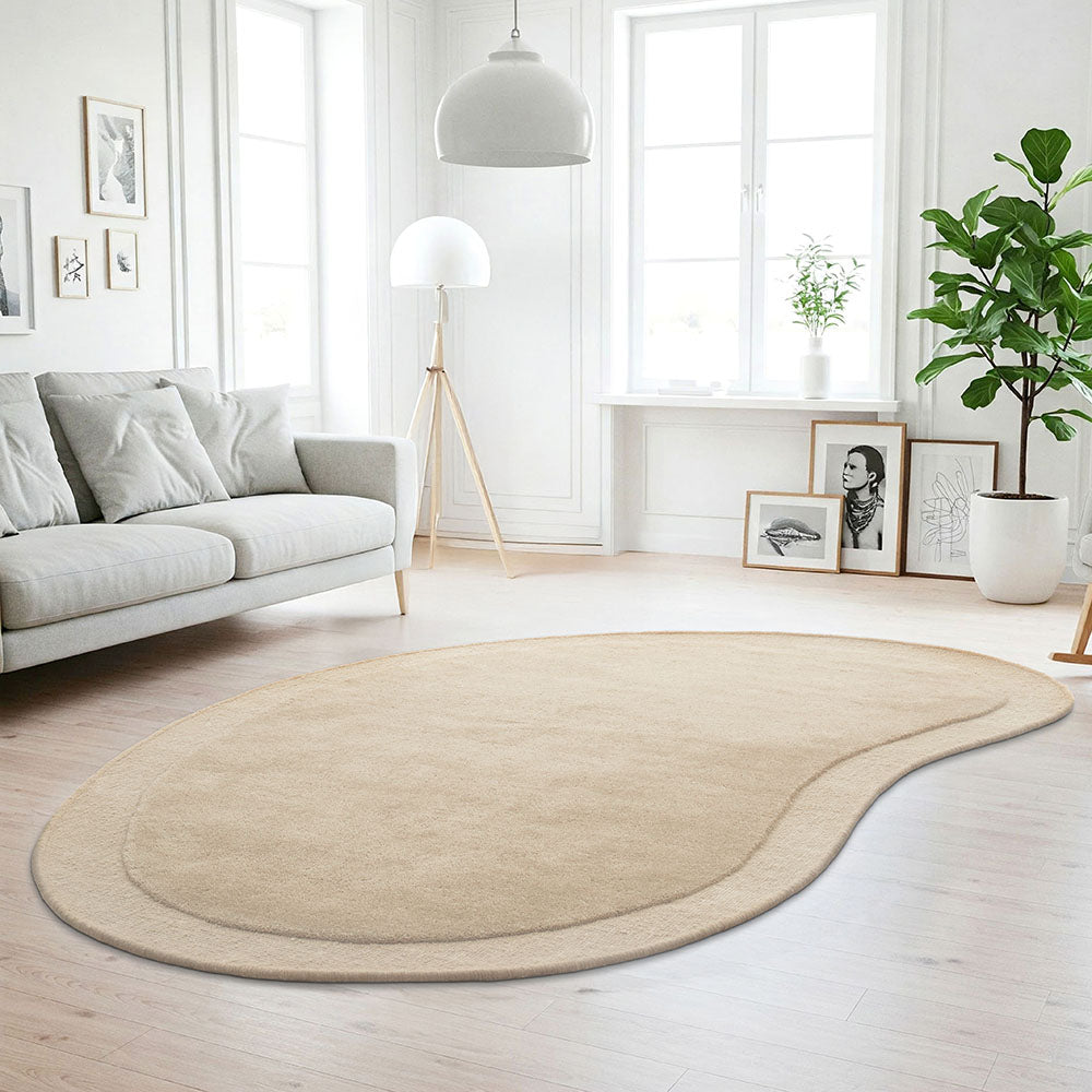 Cleo Organic Curved Shaped Beige Rug