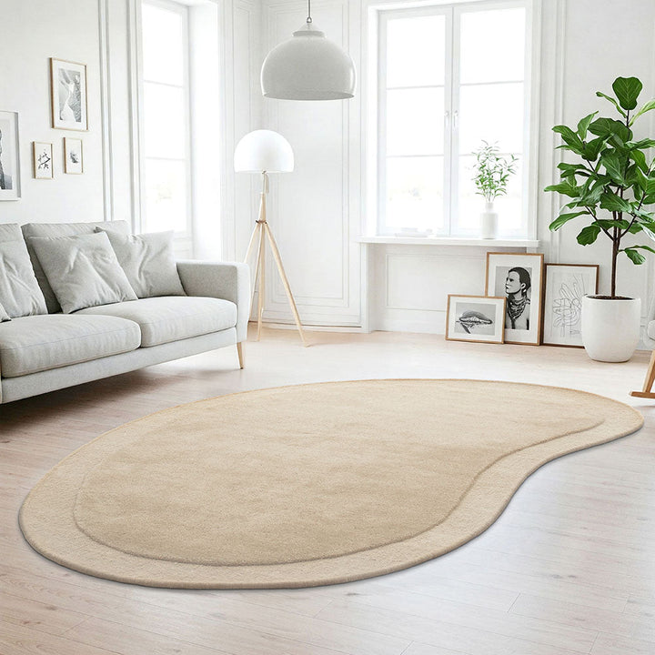 Cleo Organic Curved Shaped Beige Rug