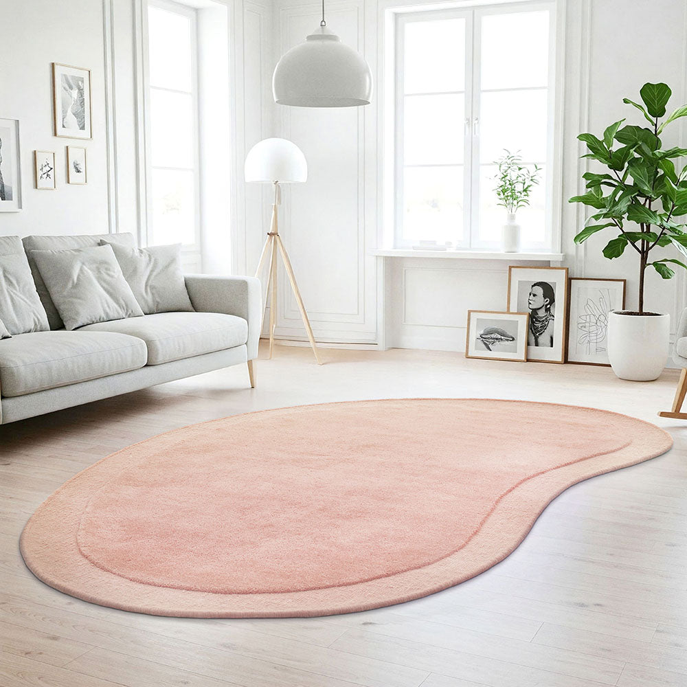 Cleo Organic Curved Shaped Blush Pink Rug