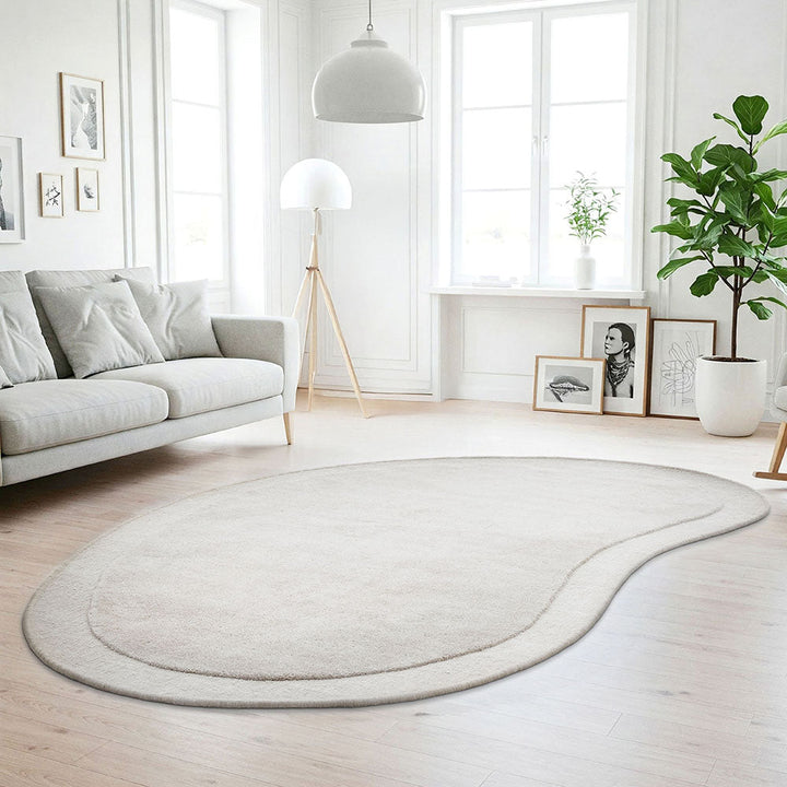 Cleo Organic Curved Shaped Neutral Dove Rug