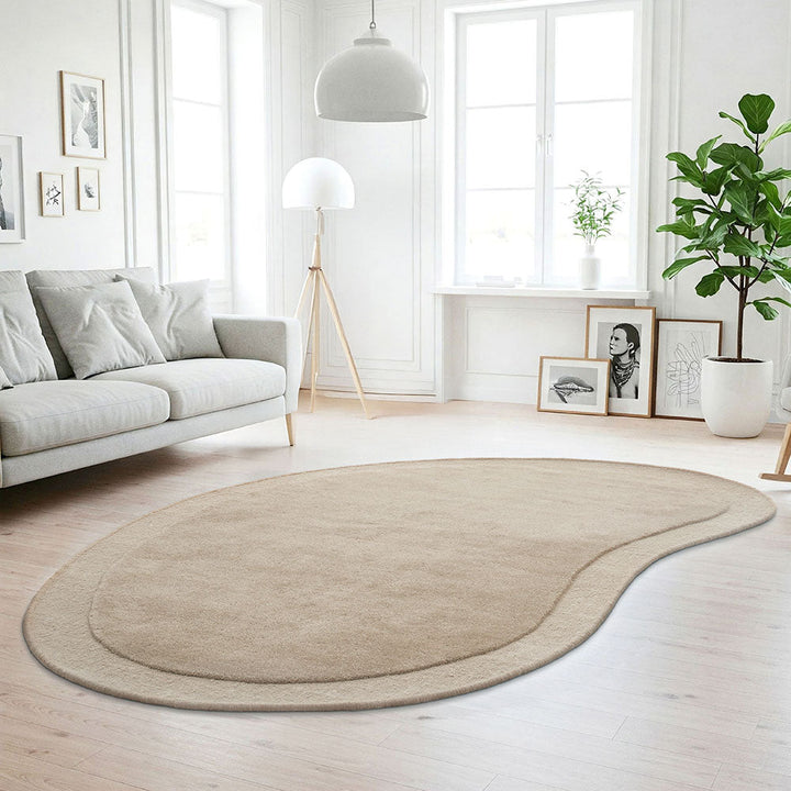 Cleo Organic Curved Shaped Latte Beige Rug