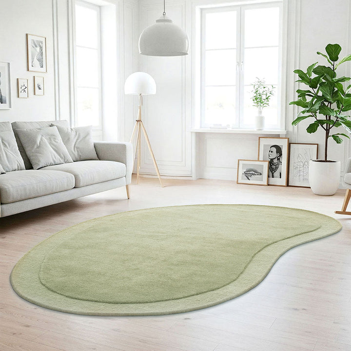 Cleo Organic Curved Shaped Moss Green Rug