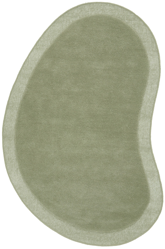 Cleo Organic Curved Shaped Moss Green Rug