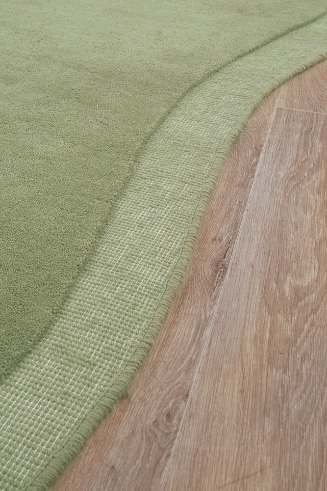 Cleo Organic Curved Shaped Moss Green Rug