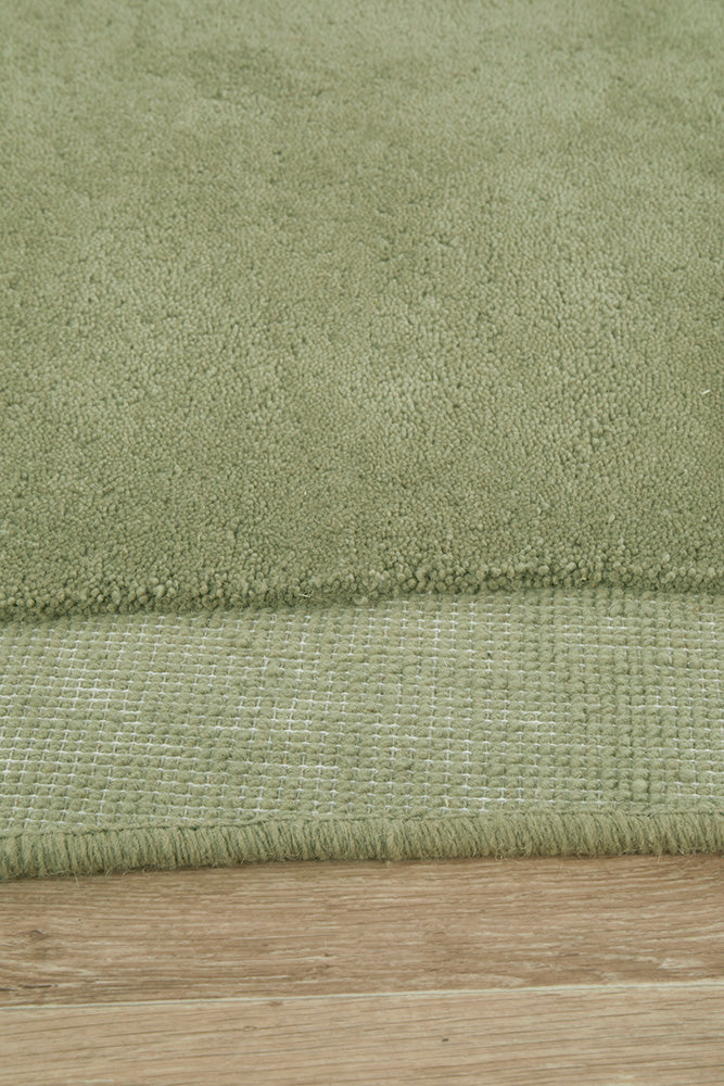 Cleo Organic Curved Shaped Moss Green Rug