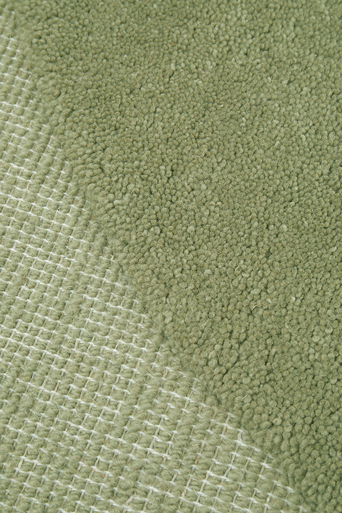 Cleo Organic Curved Shaped Moss Green Rug
