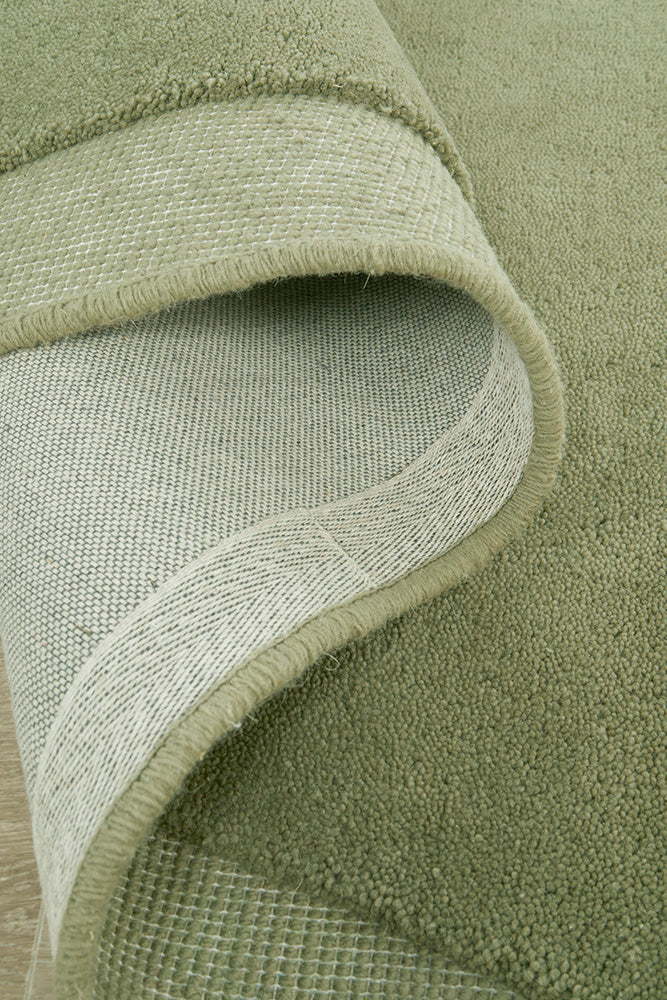 Cleo Organic Curved Shaped Moss Green Rug