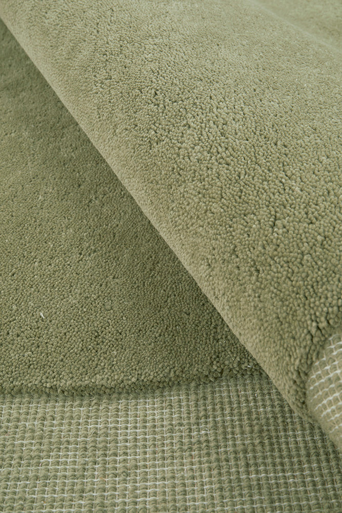 Cleo Organic Curved Shaped Moss Green Rug