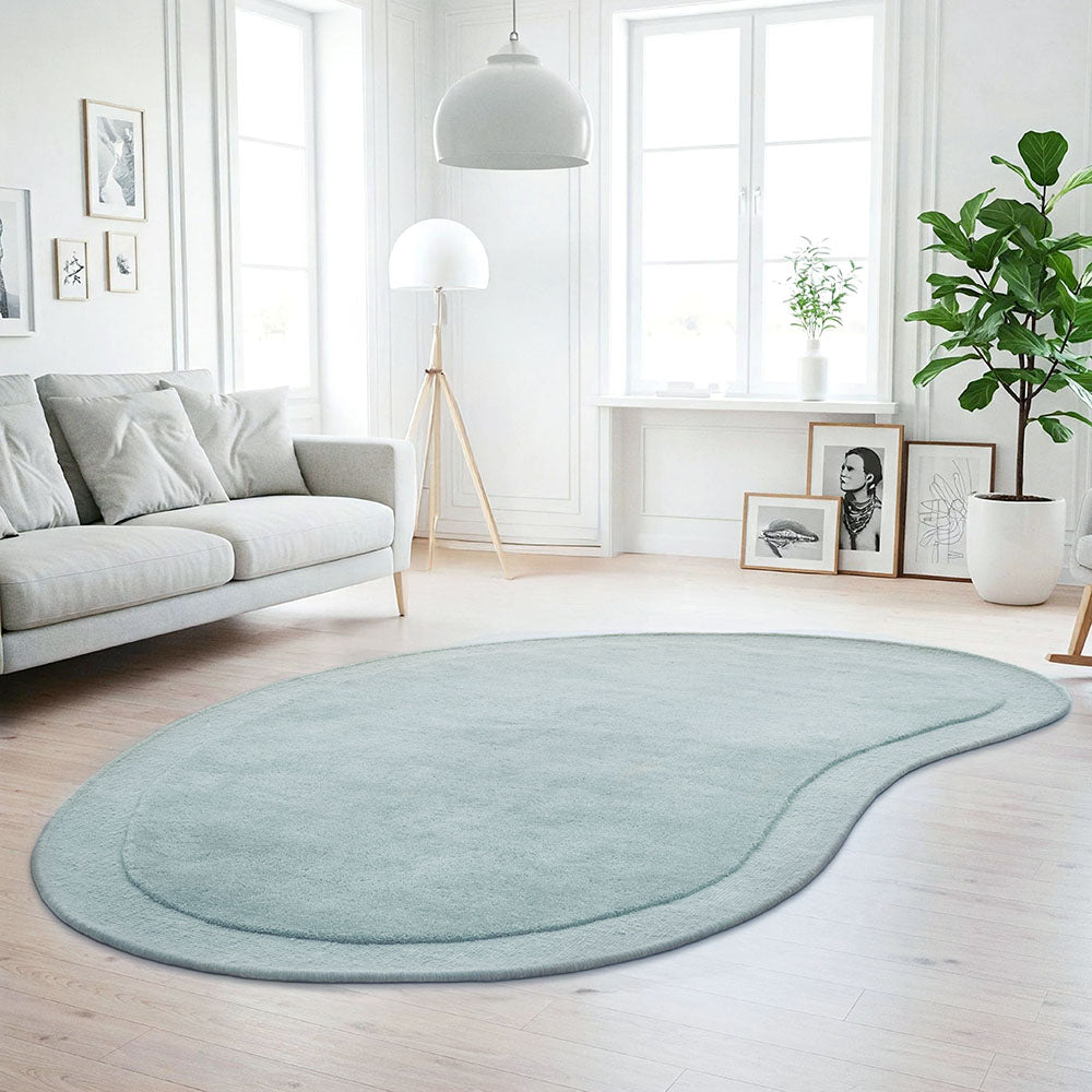 Cleo Organic Curved Shaped Sky Blue Rug