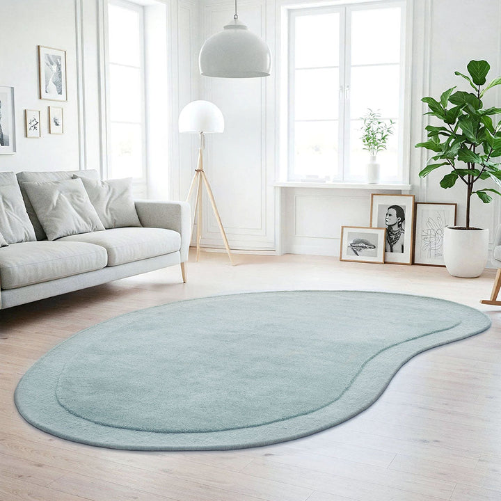 Cleo Organic Curved Shaped Sky Blue Rug