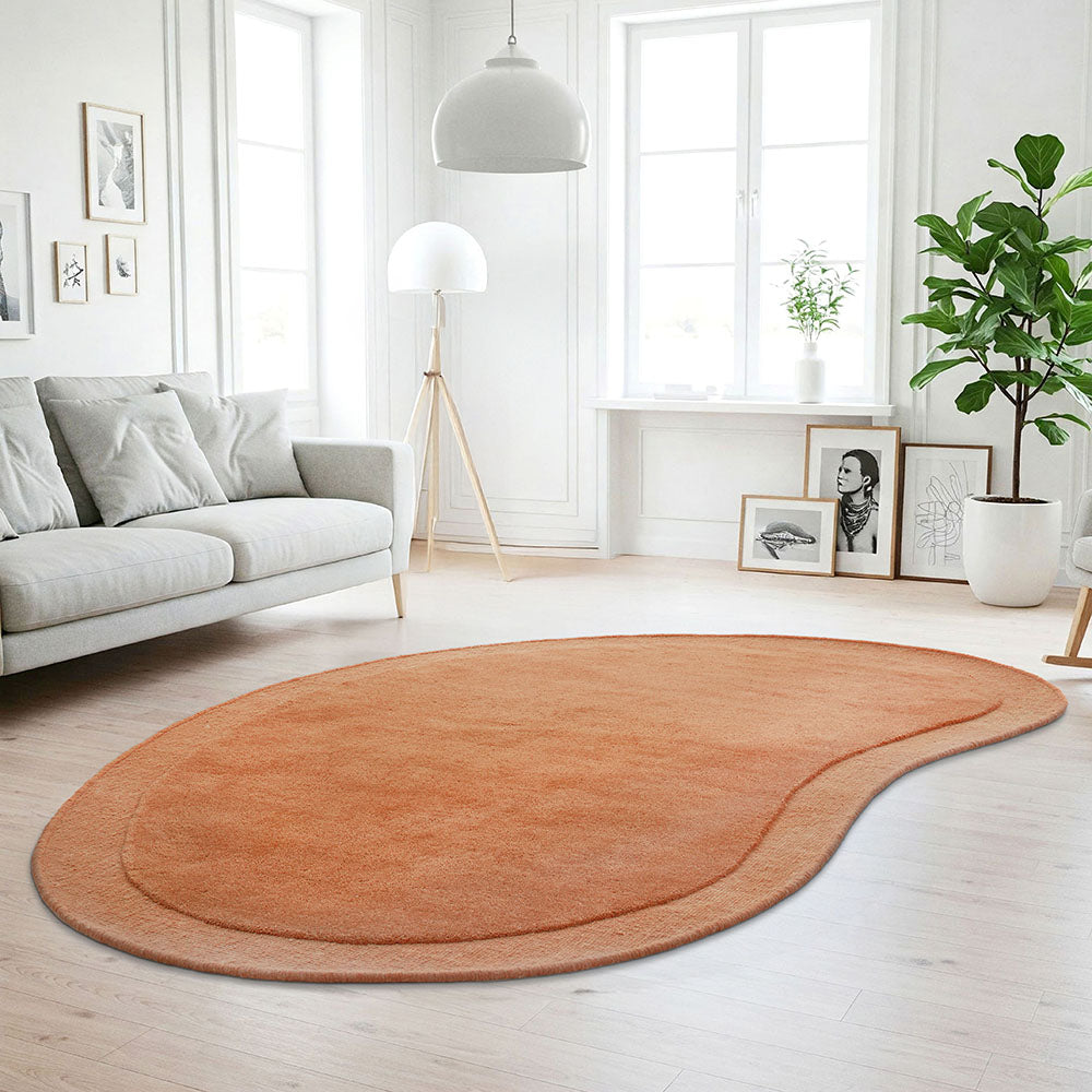 Cleo Organic Curved Shaped Orange Spice Rug