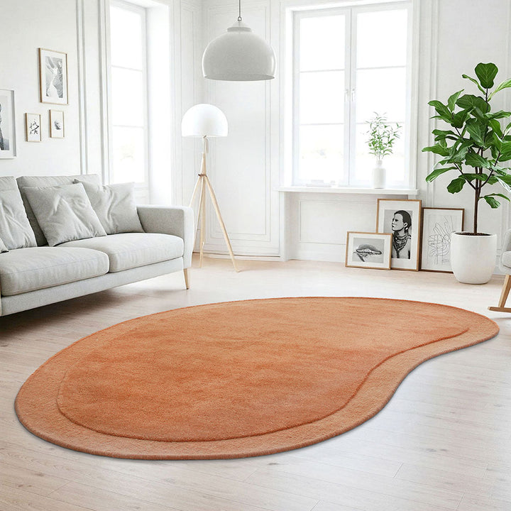 Cleo Organic Curved Shaped Orange Spice Rug