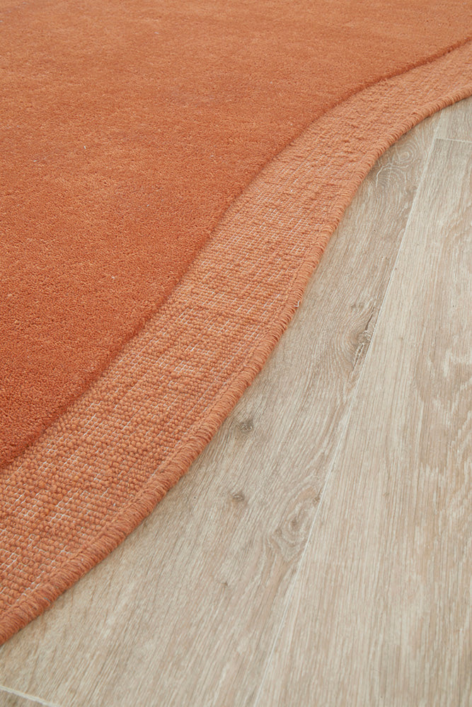 Cleo Organic Curved Shaped Orange Spice Rug