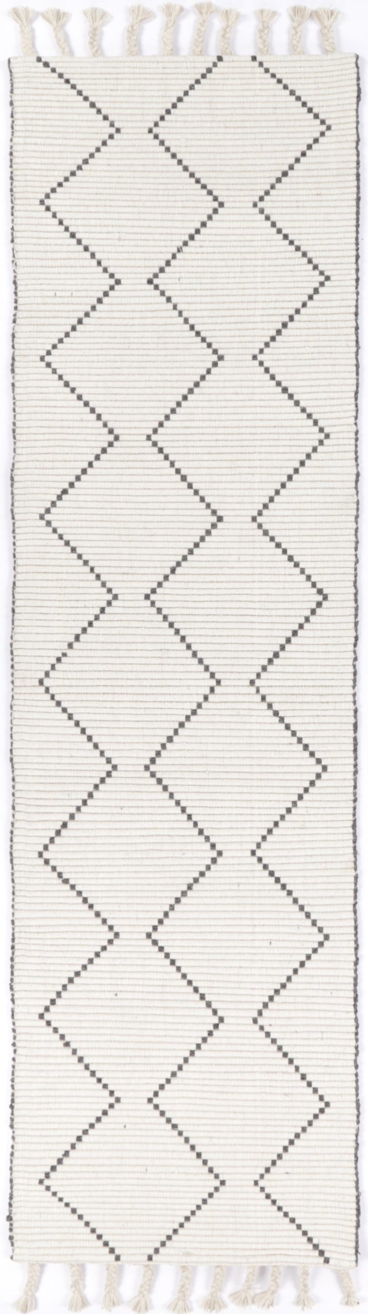 Goa Diamond Tassel Cream Rug Hallway Runner