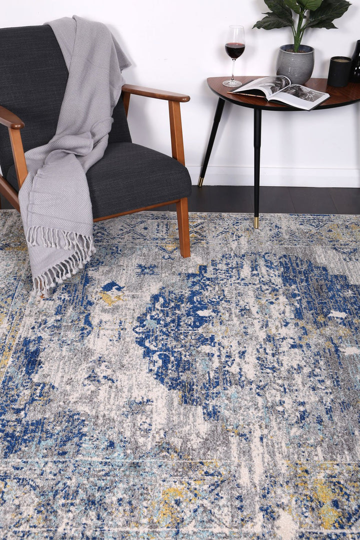 Delicate Blue Green Distressed Rug