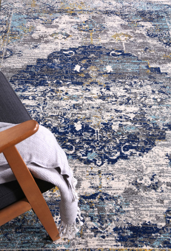 Delicate Blue Green Distressed Rug