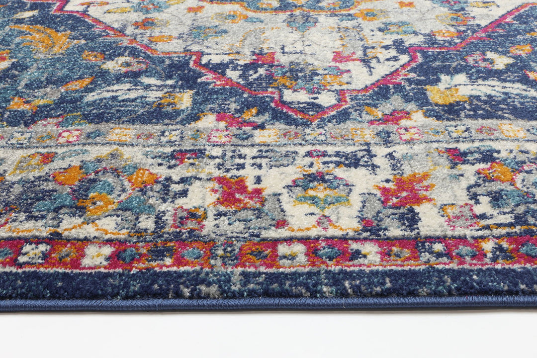 Delicate Navy Multi Oriental Rug