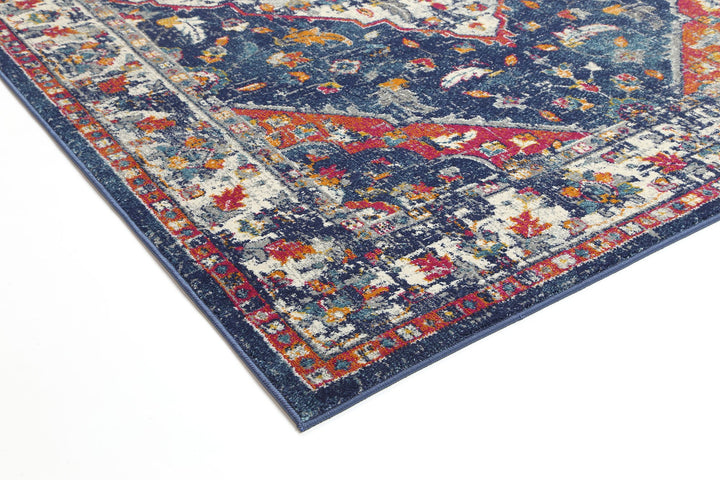 Delicate Navy Multi Oriental Rug